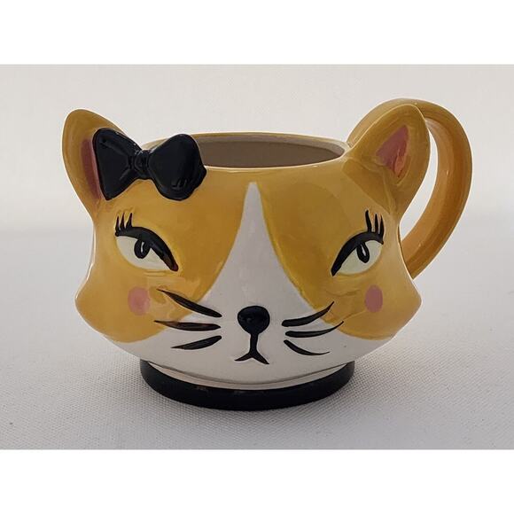 MUG-HOME ESSENTIALS-Yellow Lady Cat Face-Novelty-Collectible-Animal - Picture 3 of 8